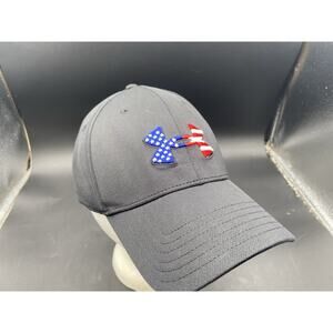 Under Armour Men's L/XL Freedom Blitzing Black Classic Fitted USA Cap Hat